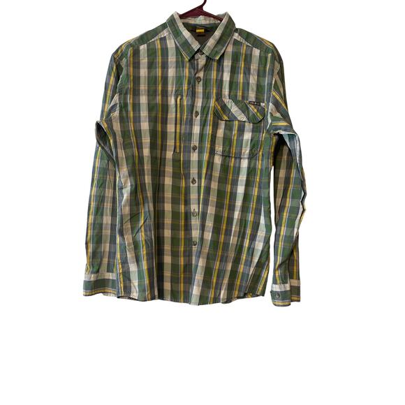 Eddie Bauer Green Plaid Multi Pocket Cool Feel Long Sleeve Mens Button Up Size M - Picture 1 of 9